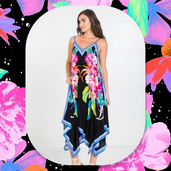 Tropical Sundress Floral Dress Summer Vacation NEW - Picture 3 of 10